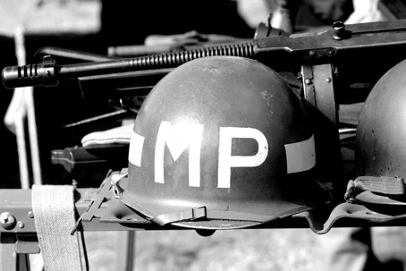MP helmet and supplies