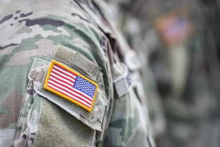 Military uniform with reversed US flag